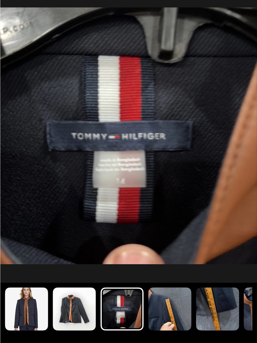 Tommy Hilfiger Women's Long Sleeve Riding Jacket With Faux Leather Trim Sz 14 - Picture 4 of 4